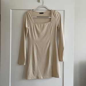 Shein Nude Bodycon Dress with Slit; Size L